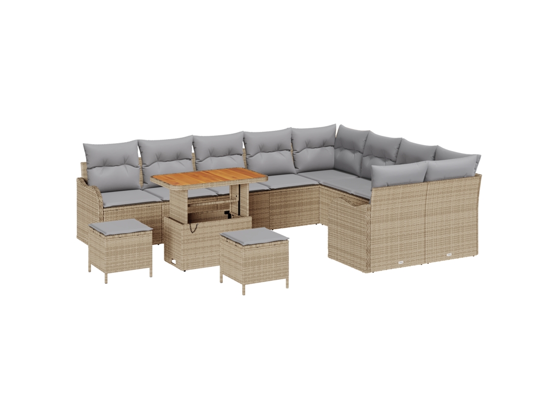 Conjunto 12 Conjunto De Móveis De Jardim Vidaxl Bege Vime Pe (90 X 55 X 71 Cm)