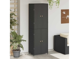 Vidaxl Armário De Arrumação P/ Jardim 59x40x180 Cm Vime Pe Preto
