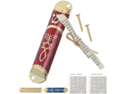 Conjunto 3 Estojos Decorativos Pergaminho Kosher Fáceis Montar Metálica Pintada Suporte Mezuzá Judaica GOKOCO