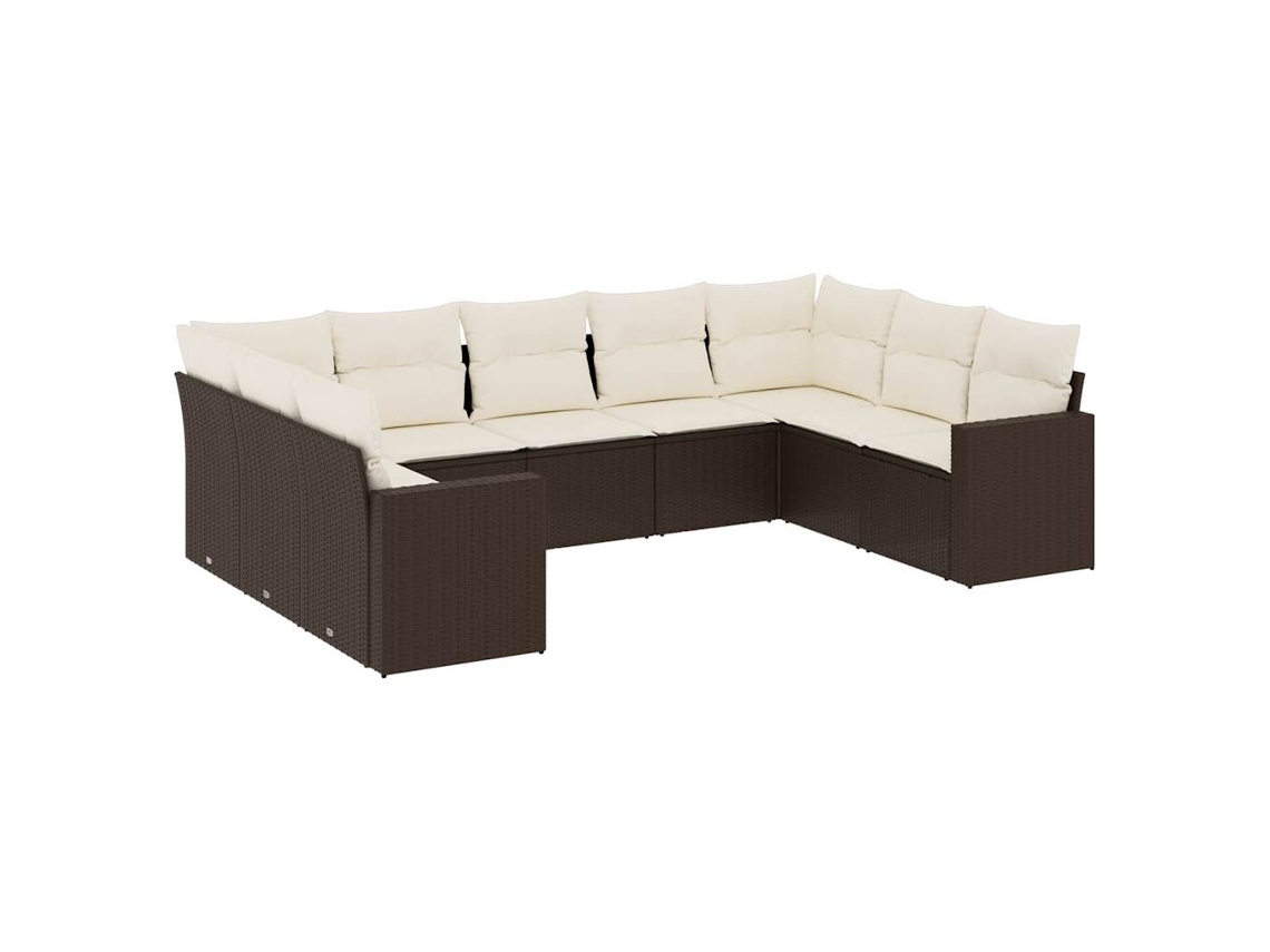 Maison Exclusive - 9 Pcs Conjunto Sofás P/ Jardim C/ Almofadões Vime Pe Castanho