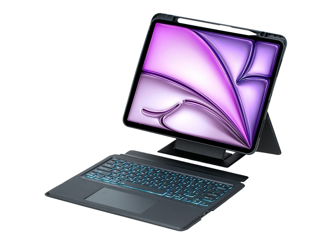 Capa Com Teclado Bluetooth Compatível Com Ipad Air 13 (2025)/(2024)/pro 12.9 (2022)/(2021)/(2020)/(2018), Suporte Integrado