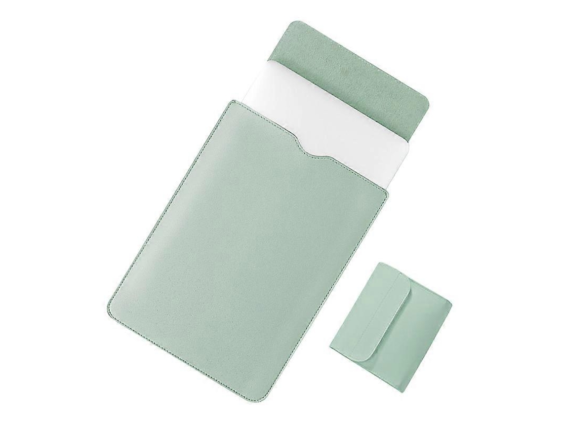 Capa ultrafina para laptop de 14 polegadas em couro PU verde matcha Hengrongshen.