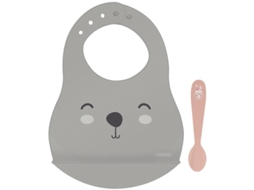 Babete de Silicone com Colher Rosa
