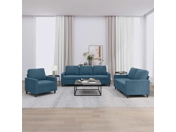 Vidaxl 3 Pcs Conjunto De Sofás Com Almofadões Veludo Azul