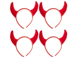 Tiara do diabo 4 unidades de tiaras de diabo vermelhas de poliéster, ideal para crianças e adultos | S/MARCA