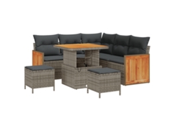 Conjunto 9 Conjunto De Sofá De Jardim Vidaxl Cinzento Vime Pe (216 X 216 X 85 Cm)
