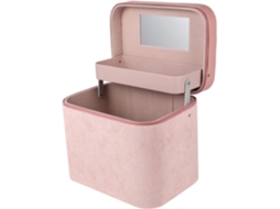 Nécessaire Portátil De Dupla Camada Com Espelho Para Guardar Cosméticos E Produtos.