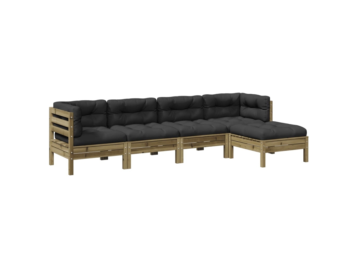 Maison Exclusive - 5 Pcs Conjunto Sofás De Jardim C/ Almofadões Pinho Impregnado