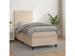 Vidaxl Cama Com Molas/colchão 90x190 Cm Couro Artificial Cappuccino