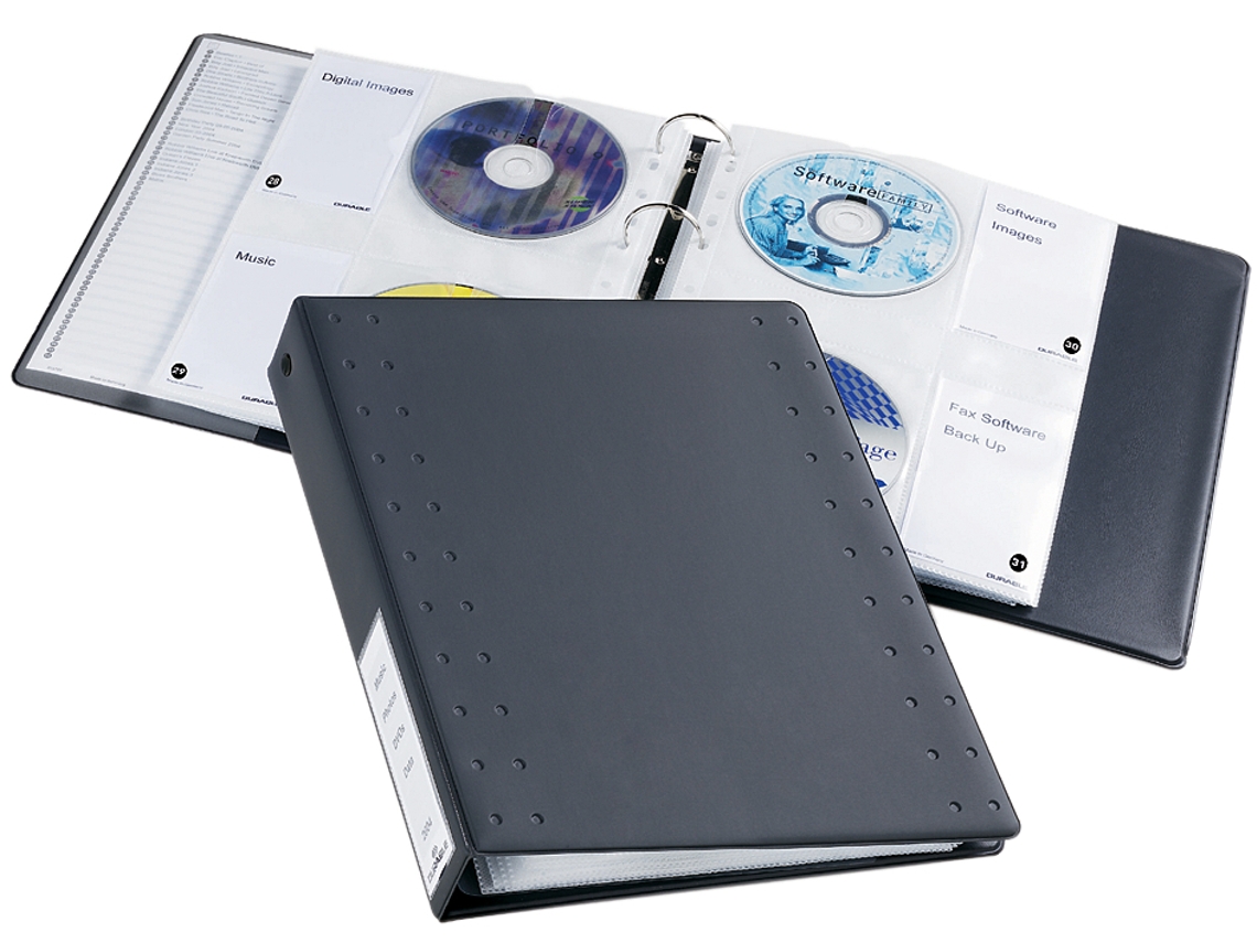 Pasta de Argolas Durável Cd/Dvd Index 40 para 40 Cds Antracite DURABLE