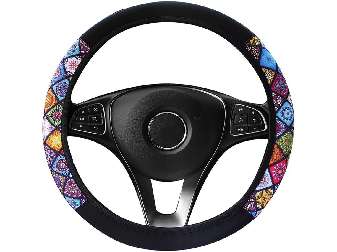 Protector De Volante De Coche Étnico Antideslizante Transpirable, Diseño Universal 37-38cm