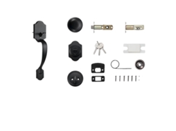 Conjunto De Fechadura Para Porta Da Frente, Espaçamento De Furos Ajustável, Liga De Zinco Durável, Preto Fosco