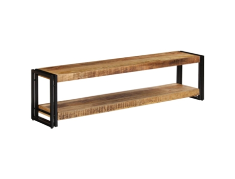 Móvel para TV em Madeira Maciça de Manga com Prateleira Estilo Industrial 150X30X40 cm 2502078 MOBIKASA
