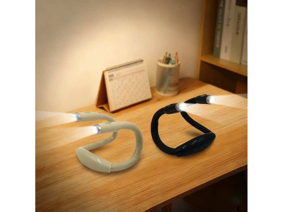 Conjunto De 2 Luzes Leitura Pescoço Recarregáveis Rotação 360° Iluminação Mãos Livres Para E Atividades Ao Ar Livre
