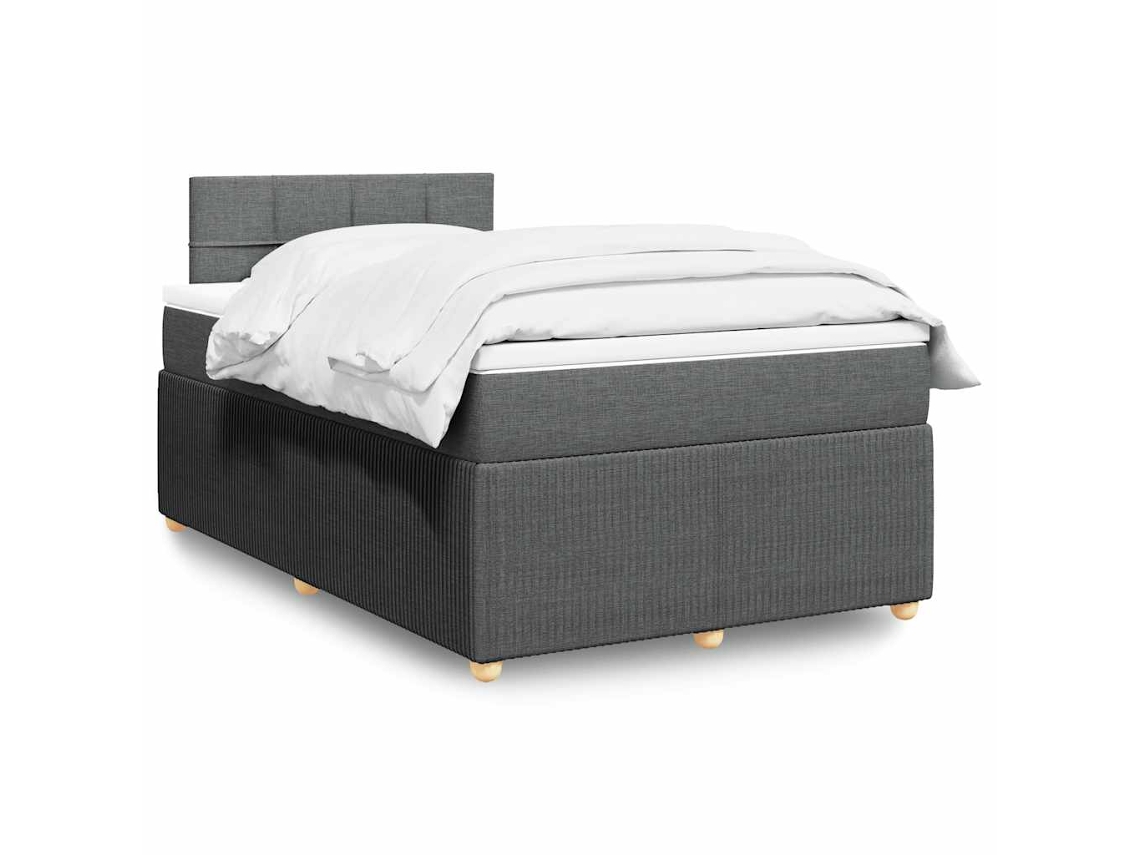 Cama Boxspring Com Colchão 120x190 Cm Tecido Cinzento-escuro