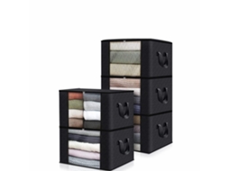 Conjunto De 5 Organizadores Dobráveis Para Roupas, Incluindo Colchas, Roupas E Roupa De Cama, Possuem Alça Reforçada E São Estáveis