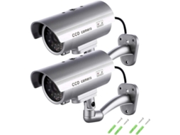Pacote Com 2 Câmeras De Segurança Simuladas Com Luzes Led Efeitos Realistas Zeuxo