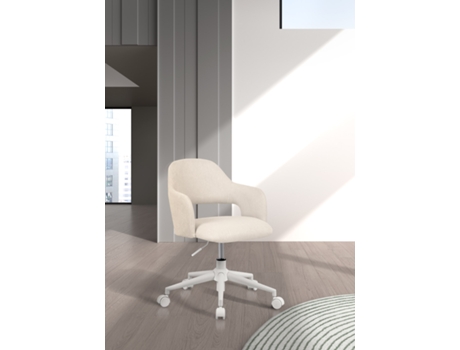 Cadeira de Estudo HISPANOHOGAR Mia Tecido Bege com Rodas 71-81X58X58 Cm