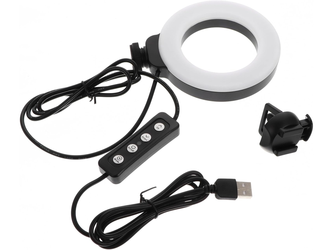 Vosarea Ring Light De 4 Polegadas Com Clipe Para Videoconferência, Iluminação De Transmissão Ajustável Em 3