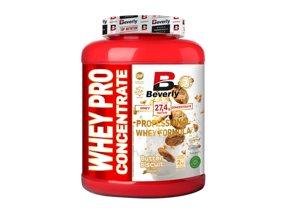 Whey Pro Concentrate 2kg Biscoito de Manteiga BEVERLY NUTRITION