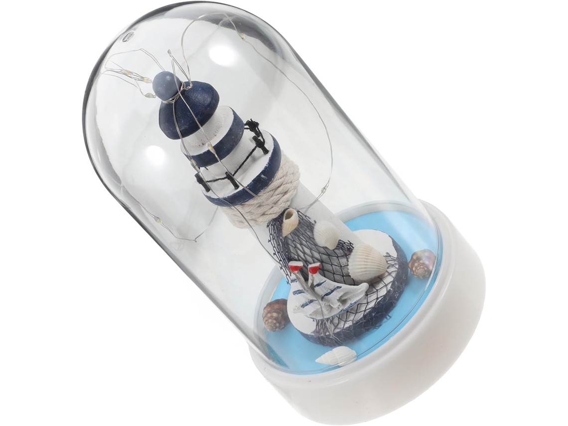 Luminária Noturna Farol Mediterrâneo Gatuida Em Resina Modelo