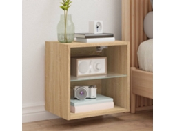 Vidaxl Mesa De Cabeceira De Parede Com Luzes Led Carvalho Sonoma