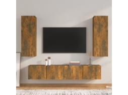 Conjunto Móveis De Tv 4 Pcs Madeira Processada Carvalho Fumado Dkd Home Decor
