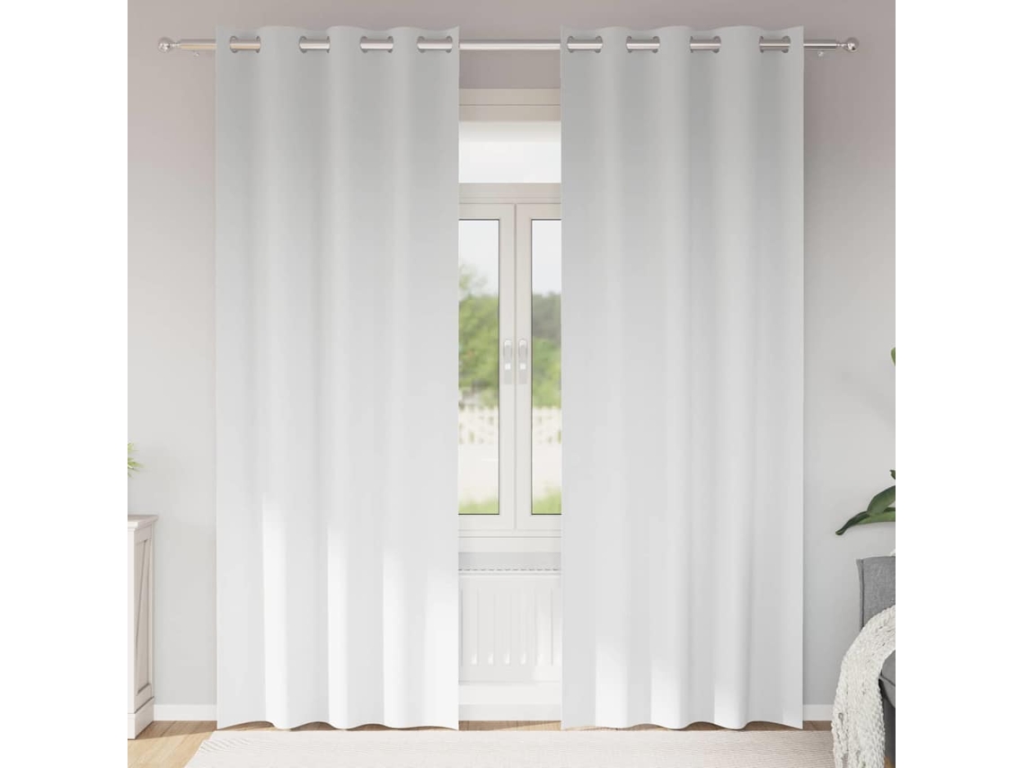 Vidaxl Cortinas Blackout Com Argolas 2 Unid. Branco Puro 260 X 140 Cm
