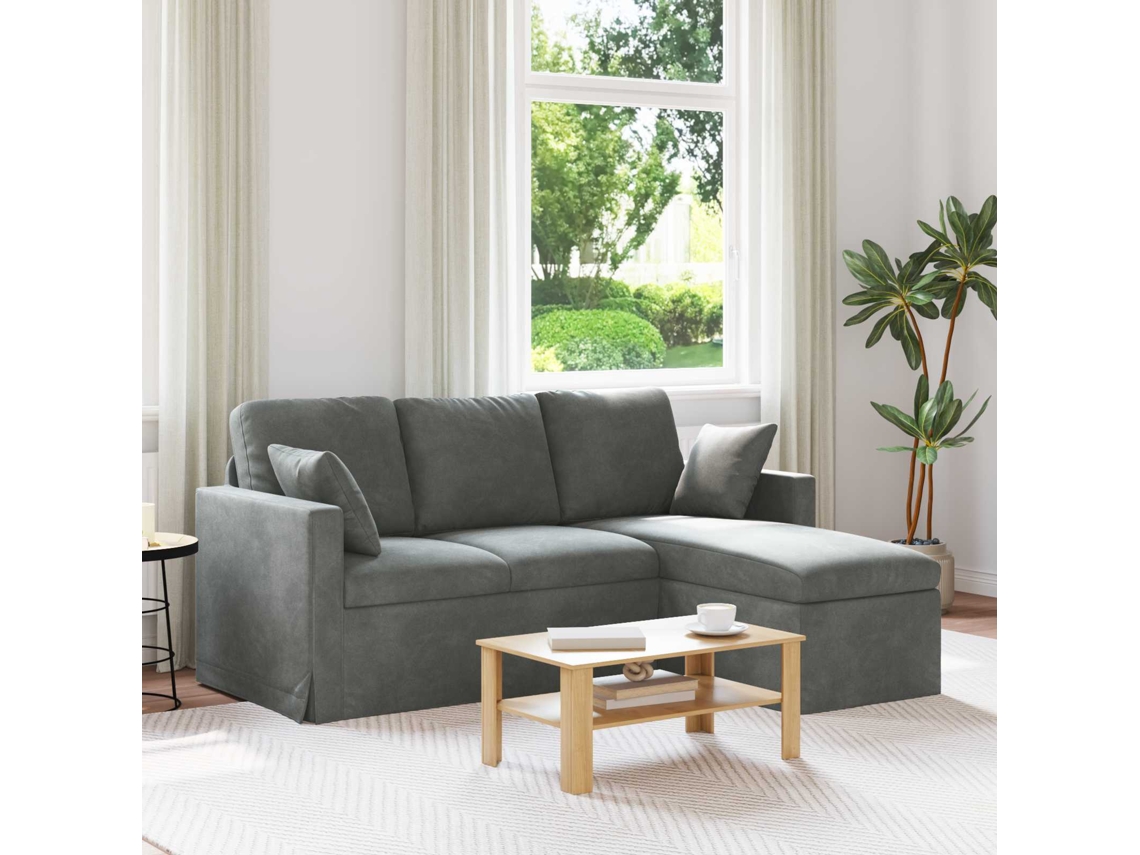 Vidaxl Sofá Cinza Escuro 178 X 134 X 80 Cm Veludo