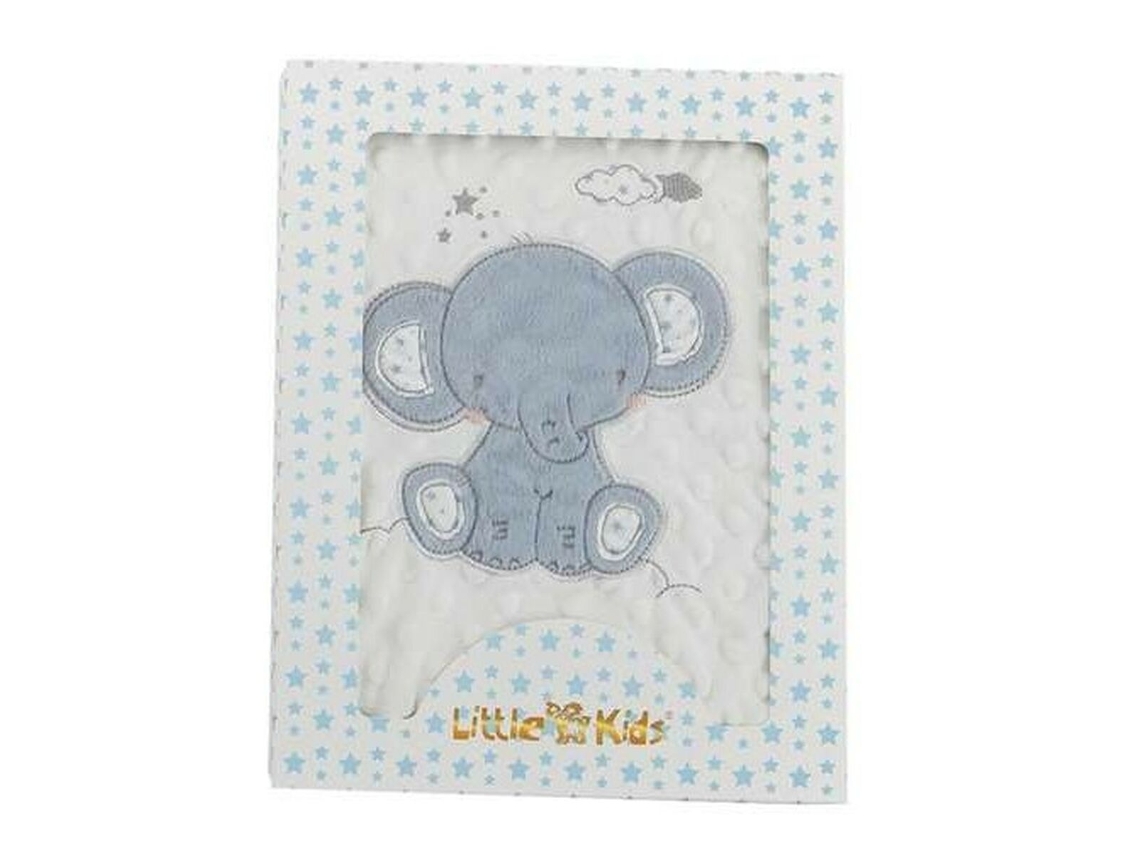 Manta para Bebé Elefante Azul Dupla face Bordado (100 x 75 cm)