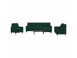 Vidaxl 4 Pcs Conjunto Sofás Com Almofadões E Rolos Veludo Verde-escuro