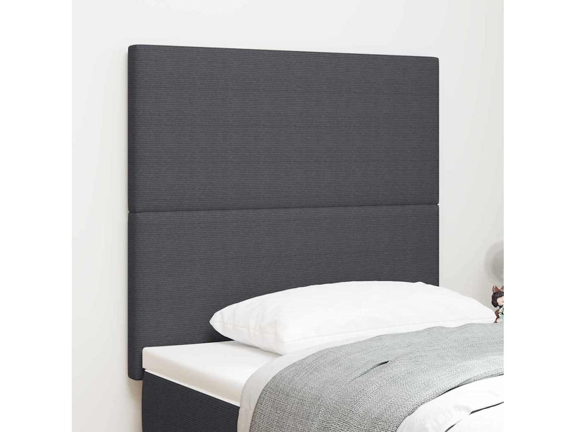 Vidaxl Cabeceira Cinza Escuro 90 Cm Tecido De Veludo Cotele