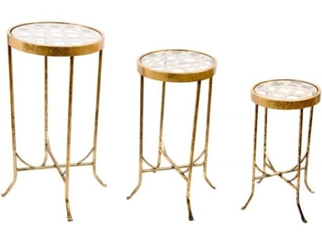 Conjunto 3 Mesas ITEM Mb-127340 (Tampo: Vidro - Pernas: Metal - 56 x 83 x 24 cm)