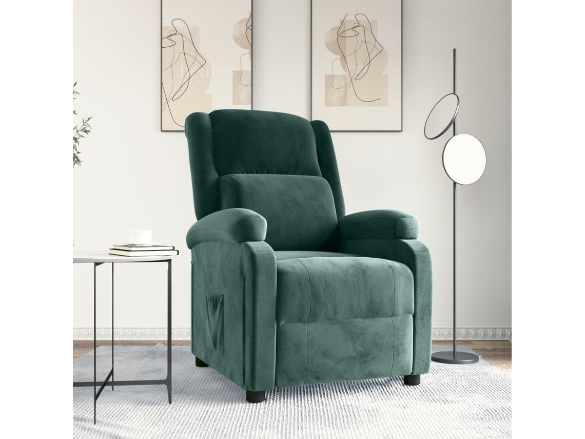 Vidaxl Poltrona Reclinável Veludo Verde-escuro