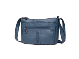 2026-bolsa De Ombro Para Mulher Mãe De Meia-idade Em Couro Pu Lavado Com Grande Capacidade Mochila Messenger Tae Lago Azul