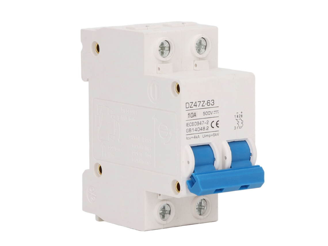 Disjuntor de Circuito DC Mini 2p 10A 500V para Sistema Solar PV 4kA ICU 6kV | MARCA