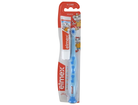 Escova de Dentes Macia Iniciantes de 0 a 3 Anos Pasta de Dentes Mini-Anti-Cárie 0 a 6 Anos Cor: Azul ELMEX