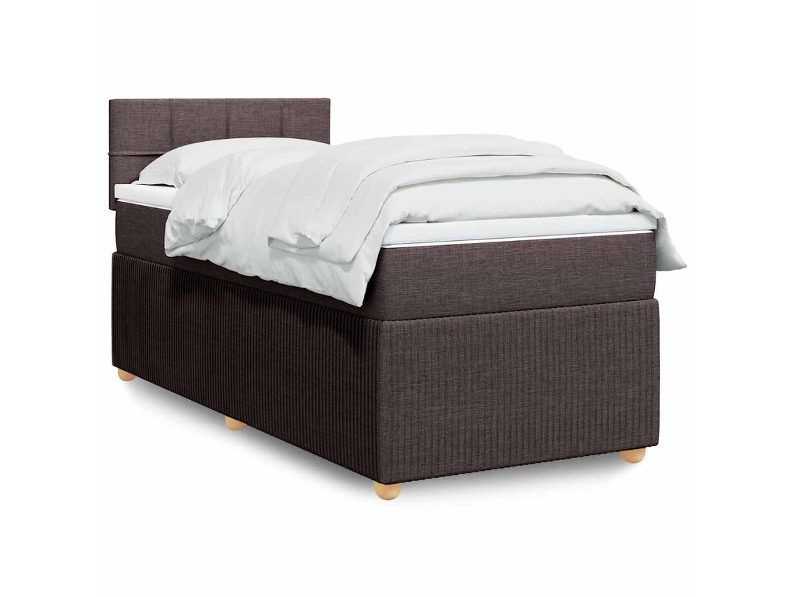 Vidaxl Cama Com Molas/colchão 80x200 Cm Tecido Castanho-escuro