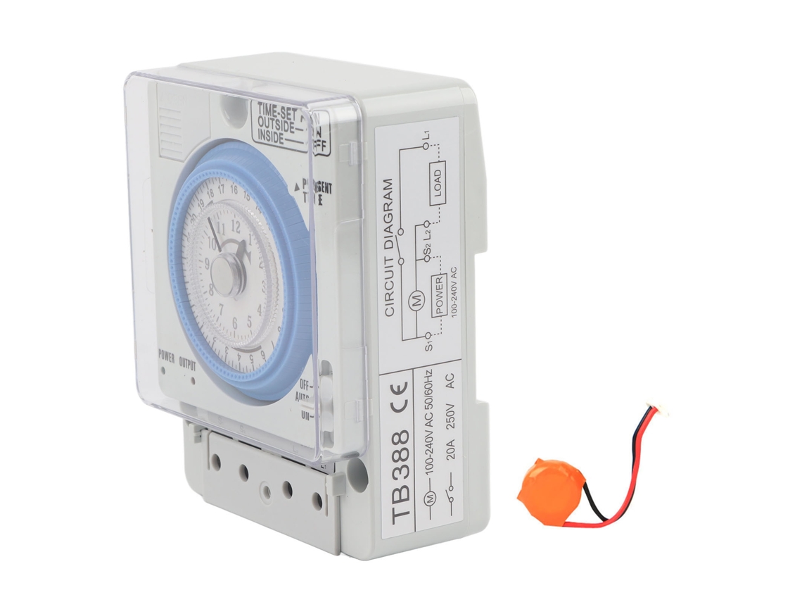 Timer Mecânico Tb388 15 Minutos 24 Horas Switch Relé Ac250v 20a Sem Falha De Energia