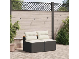 Vidaxl Sofás De Jardim Sem Braços Com Almofadões 2 Pcs Vime Pe Preto