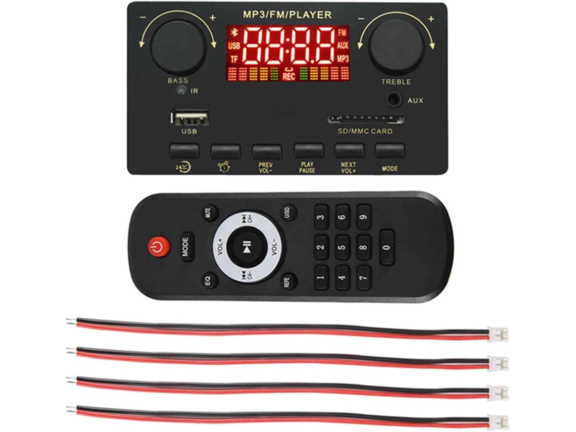 Amplificador 2x40w, Bluetooth 5.0, Leitor de Mp3, Decodificador Wav, Entrada para Cartão de 12v, Rádio Fm para Carro SFUSHOS