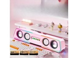 Soundbar HEXINYIGJLY Rgb Gaming Bluetooth 4 unidades de som, subwoofer, 3.5mm, Usb rosa