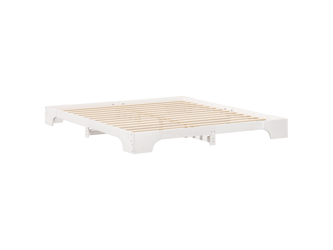 Conjunto 1 Estrutura Da Cama Vidaxl Branco Madeira De Pinho Maciça (200 X 210 Cm)