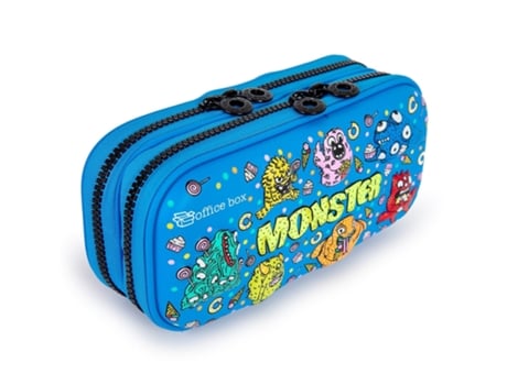 3d Magic Estuche Escolar Doble Con Cuerpo En Relieve. Monsters Azul Office Box