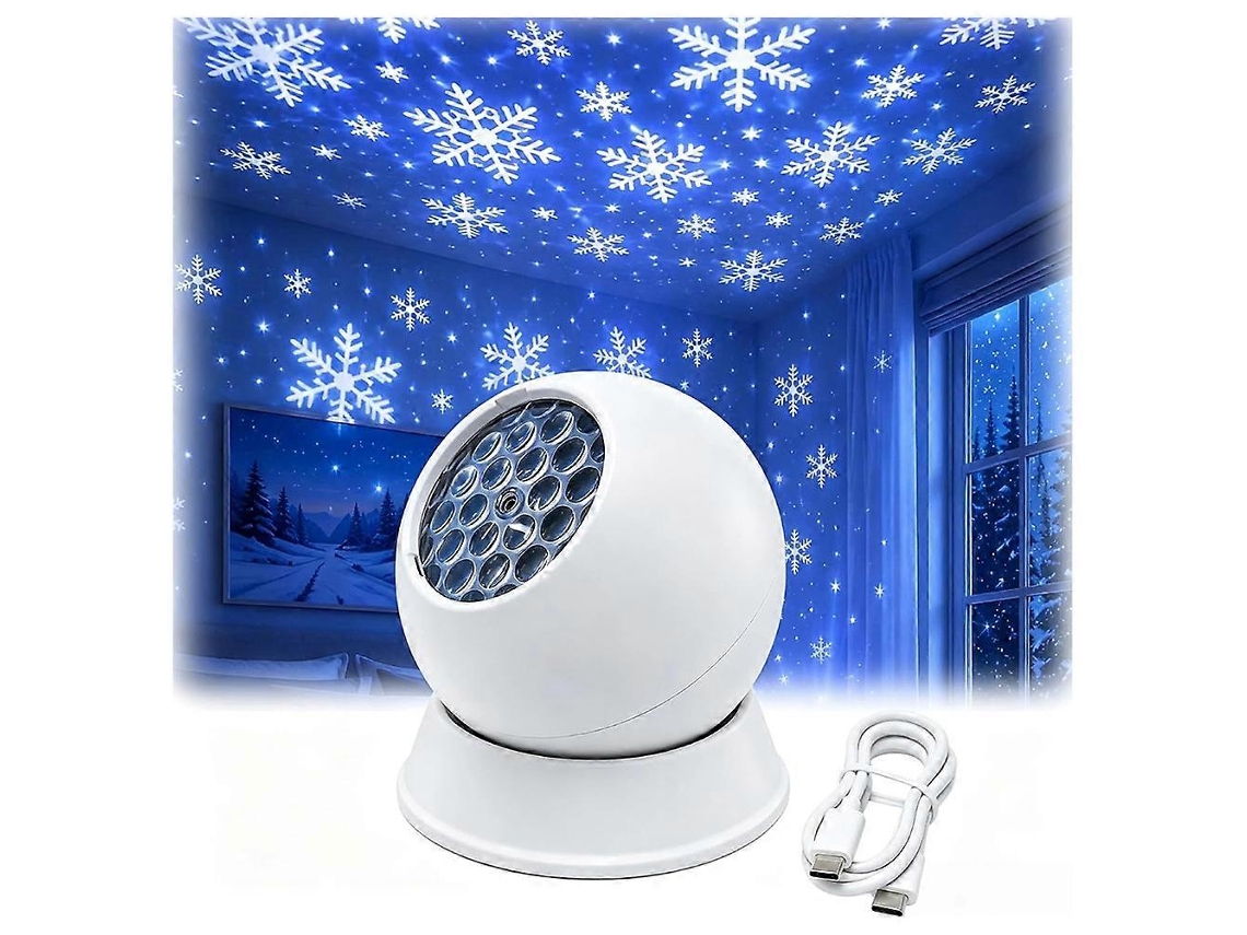 Projetor Oceânico Para Decoração De Quarto Base Projeção Multiângulo Presentes De Natal — Floco De Neve