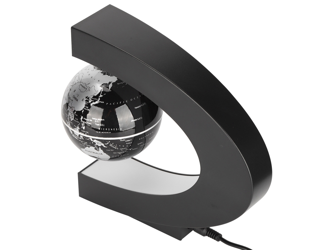 Globo Flutuante Magnético Base em Forma de C com Luz Led Decoração Mapa Mundi 3 Polegadas