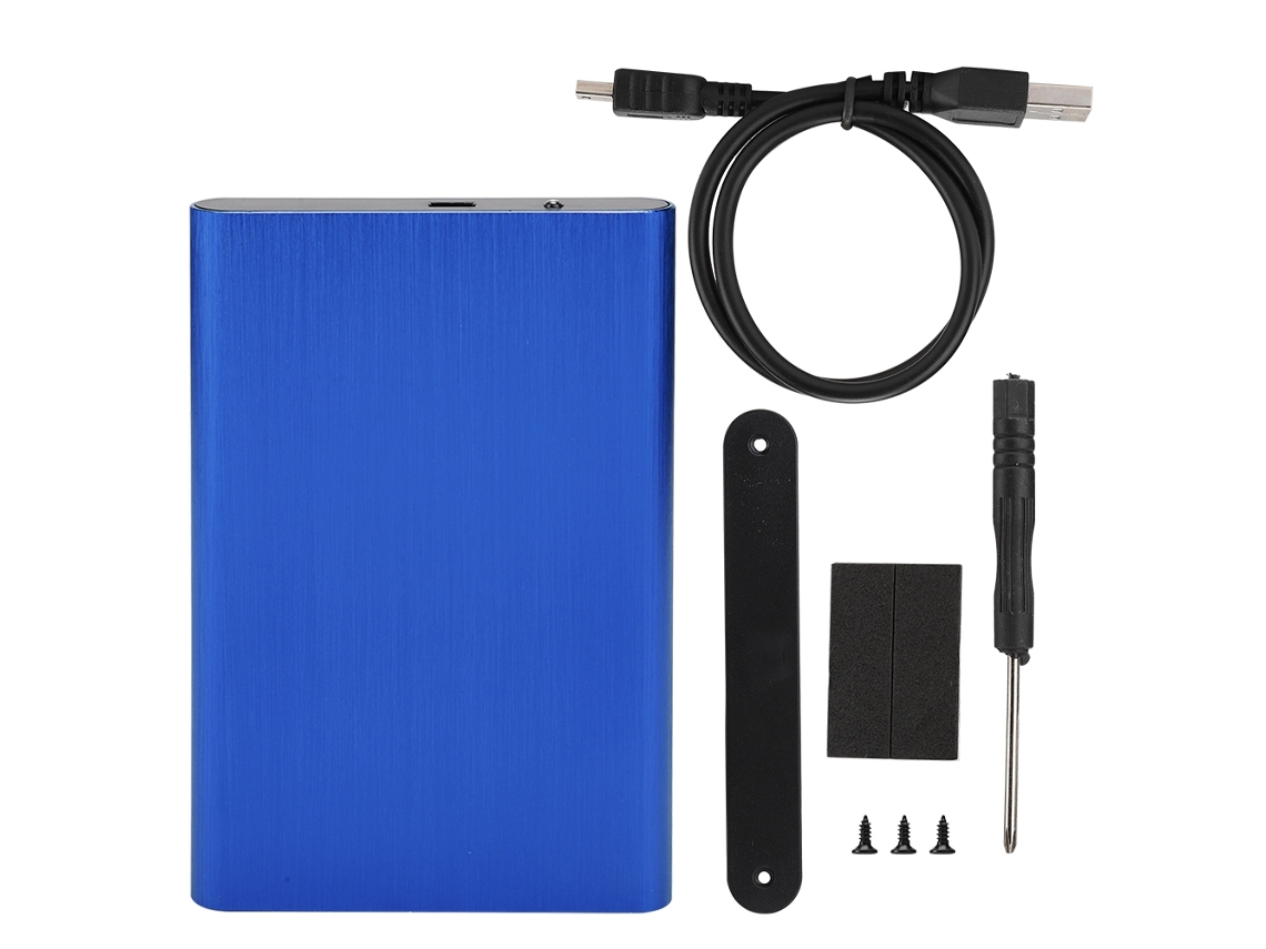 Caixa de Disco Rígido USB 2.0 Alumínio para HDD/SSD 2.5” Azul