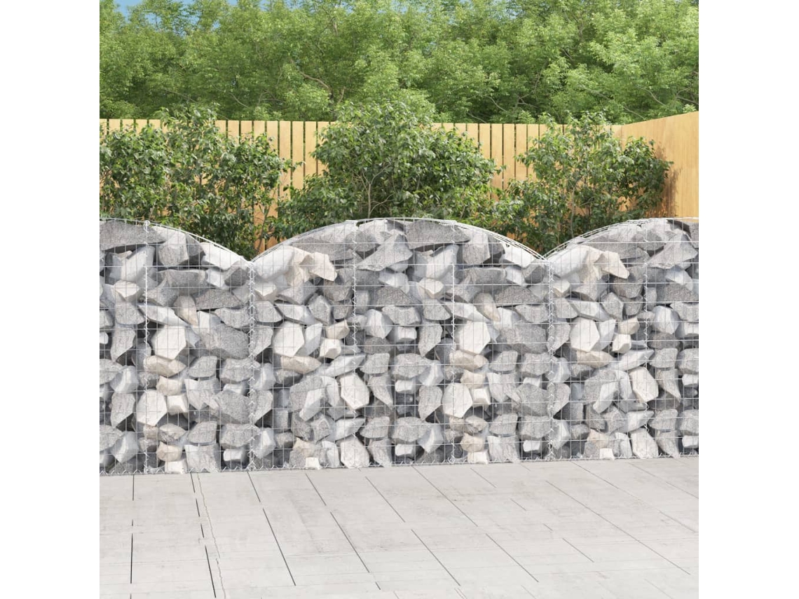 Vidaxl Cesto Gabião Arqueado 150x30x100/120 Cm Ferro Galvanizado