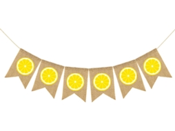 Inoomp Hawaii, Banner de Linho Fácil de Montar com Estampa de Limão, Cauda em Várias Cores, Reutilizável, Cor CHABERLU