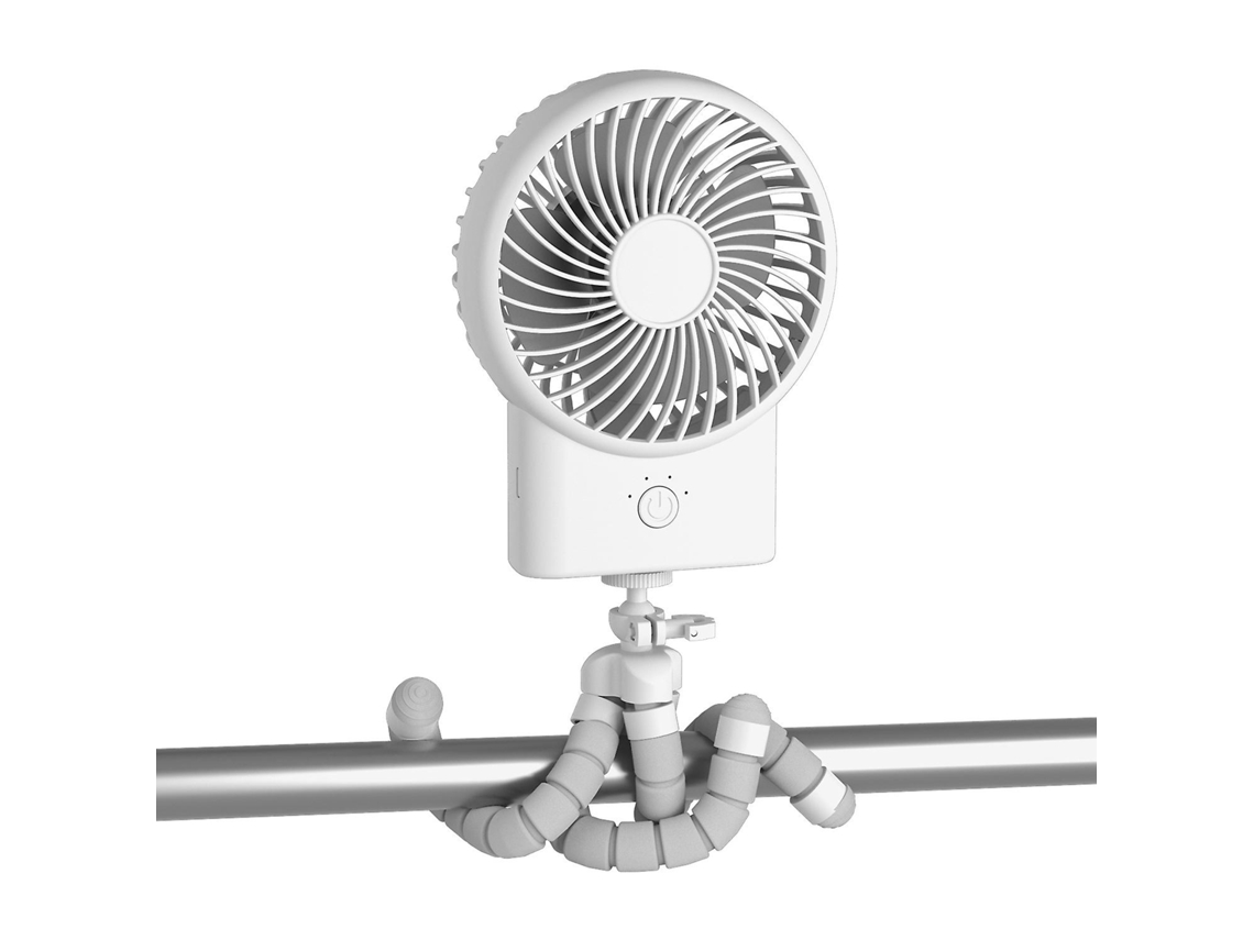 Ventilador de encaixe para carrinho de bebê, 360° de rotação, recarregável via USB
